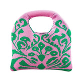 AKA Clutch Pink and Green Knit Top Handle Handbag